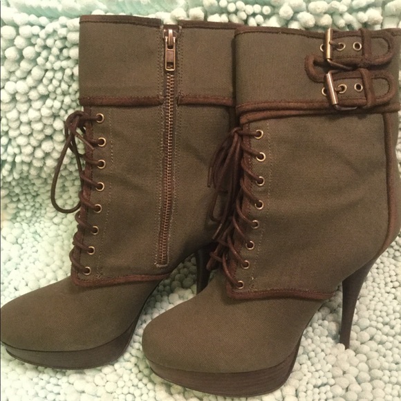 green high heel boots